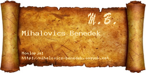 Mihalovics Benedek névjegykártya